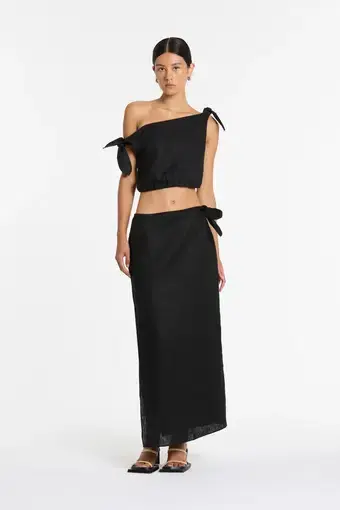 Sir the Label Bettina Tie Crop and Midi Skirt Set in Black Size 0 / Au 6