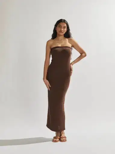 One Mile the Label Cora Maxi Dress Brown Size S / Au 8