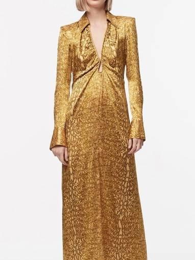 Manning Cartell Golden Atlas L/S Dress Gold Size 6