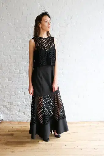 Nicholas the Label Geo Lace Two Layered Gown Black Size XS/AU 6
