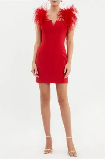 Rebecca Vallance Scarlett Feather Mini Dress Red Size 10