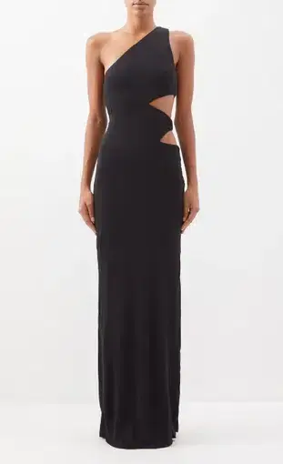 Staud Letta One-Shoulder Cut Out Jersey Dress Black Size 10