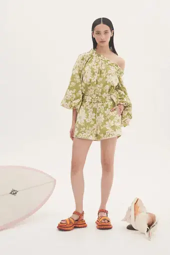 Alemais Leisa Off Shoulder Blouse & Short Set Floral Size 14