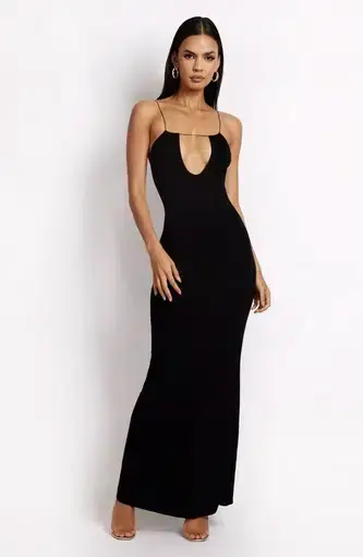 Meshki Kirsty Strappy Circle Cutout Maxi Dress Black Size 8 