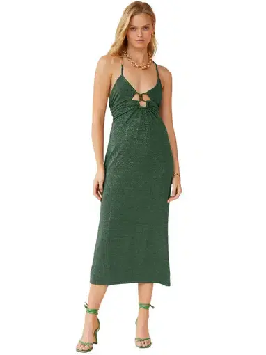 Suboo Asha Keyhole Midi Slip Dress Green Size AU 10