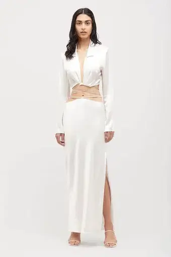 Michael Lo Sordo Crystalline Silk Top & Skirt White Size AU 8