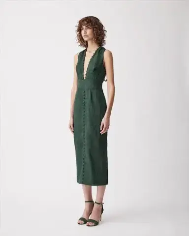 Joslin Studio Midi Dress Olive Green Size AU 12