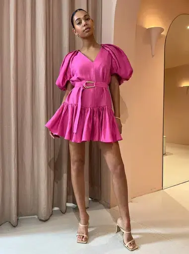 Acler Wheatland Dress Flamingo Pink Size AU 10