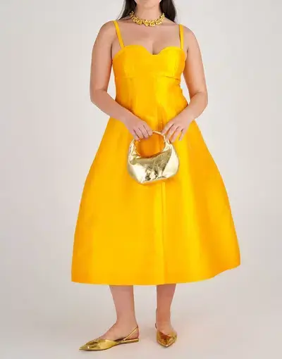 Oroton Sculptured Bodice Dress in Marigold Size 12