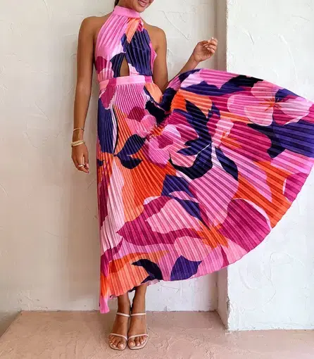 Lidee Renaissance Gown in Capri Print Pink Size 6 / XS