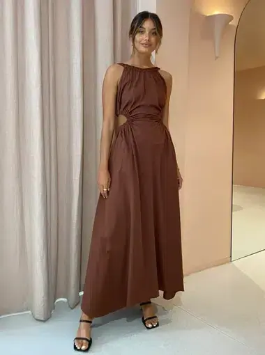 Camilla and Marc Coppola Maxi Dress in Cinnamon Chocolate Brown Size 8
