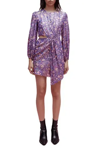 Maje Purple Dahlia Dress Floral Size 10