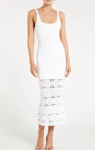 Rebecca Vallance Romina Knit Midi Dress White Knit Size 10
