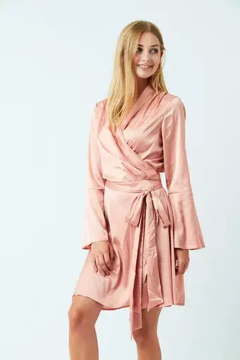 MLM the Label Fjord Wrap Dress Pink Size L/AU 14