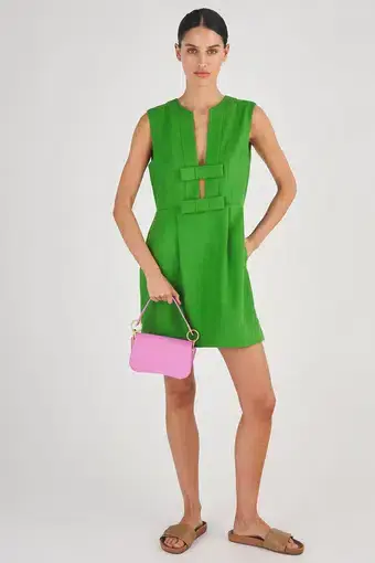 Oroton Bow Short Dress Green Size 10 