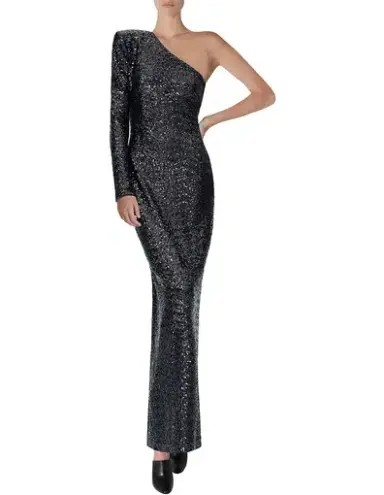 Carla Zampatti Midnight In Paris Sequin Gown Black Size AU 6