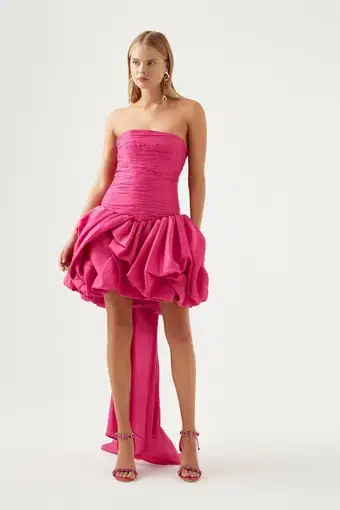 Aje Piacere Strapless Bow-detailed Satin Mini Dress Pink Size AU 10