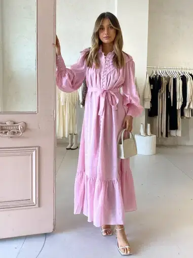 Alemais Halcyon Midi Dress In Candy Pink Size AU 8