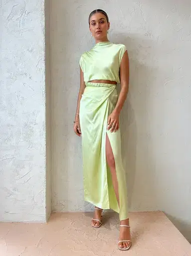 Ginia Indy Drape Top & Sloane Skirt Set in Lime Size XS & M
