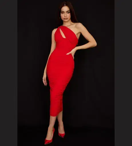 House of CB Valentina Midi Dress Red Size 6