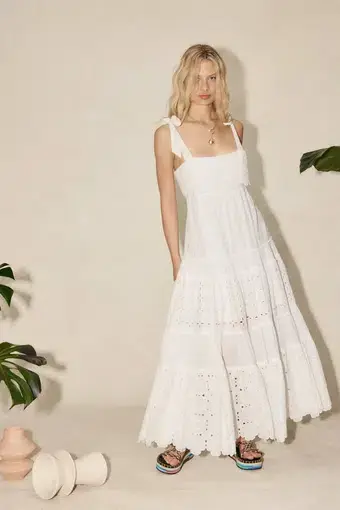 Alemais Evie Panelled Midi Dress White Size AU 10
