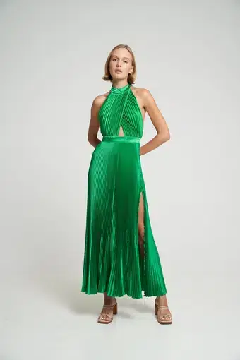L’Idee Renaissance Split Gown Green Size 8