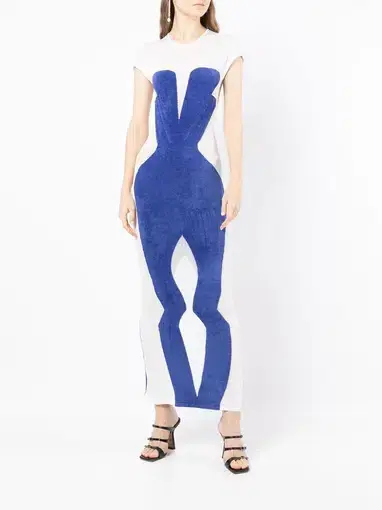 Dion Lee Chenille Intarsia Maxi Dress in Blueprint/Ivory
Size XS / Au 6