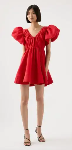Aje Gretta Bow Back Mini Dress Red Size AU 10