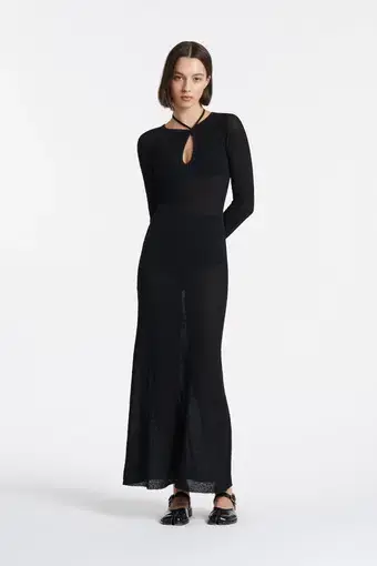 Sir the Label Emmeline Halter Long Sleeve Dress Black Size AU 6