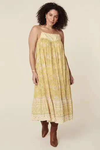 Spell Mossy Strappy Midi Dress Yellow Size S / AU 6