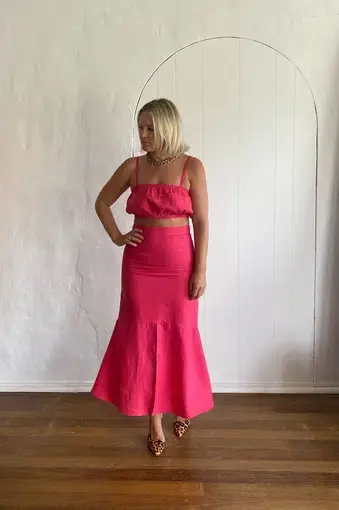 Coco Willow Lixouri Fuchsia Crop and Maxi Skirt Set Pink Size 6
