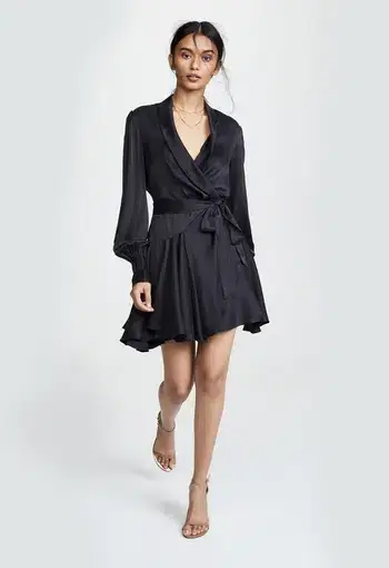 Zimmerman Silk Wrap Dress Black Size 0/Au 8