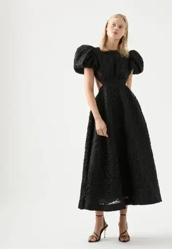 Aje Patina Lace Midi Dress Black Size 8