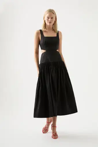 Audette Pleated Midi Dress Black Size 10 