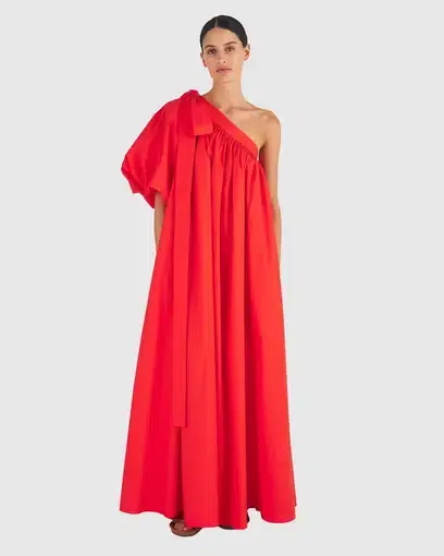 The Oroton One Shoulder Dress in True Red Size 8