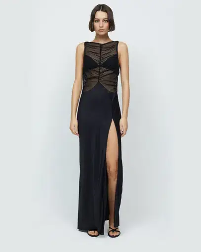 Bec and Bridge Naomi Split Maxi Dress Black Size 6
