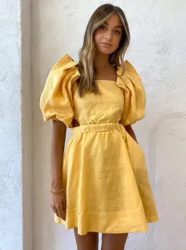 Sovere Noble Mini Dress in Buttercup Yellow Size 8