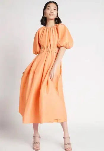 Aje Mimosa Cut Out Midi Dress Orange Size 10
