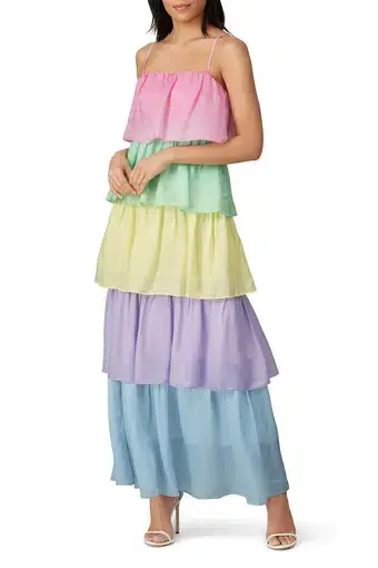 Olivia Rubin Cici Tiered Maxi Dress Multi Size 4