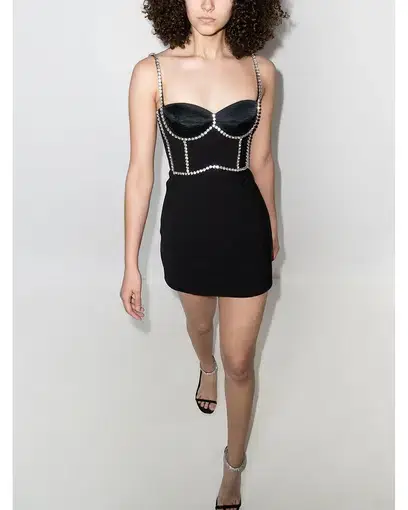 Area NYC Bodice Embellished Mini Dress Black Size 0 / Au 4