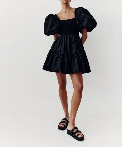 Aje Casa Puff Sleeve Mini Dress Black Size 12 / L