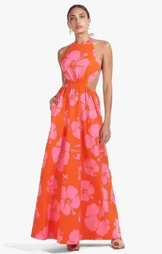 Staud Apfel Hibiscus Maxi Dress Pink Size M / AU 10