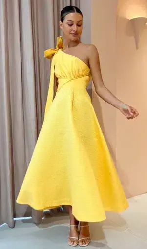 Rachel Gilbert Emiliano Dress in Lemondrop Yellow Size AU 10