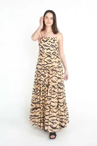 Aje Nouveau Stripe Maxi Dress Print Size 14