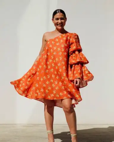 Isabella Longinnou Puffy Sleeve Swing Dress Orange Size 16