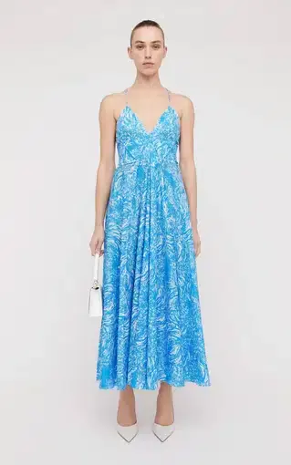 Scanlan Theodore Cotton Ocean Shoestring Dress Blue Size 12 / L