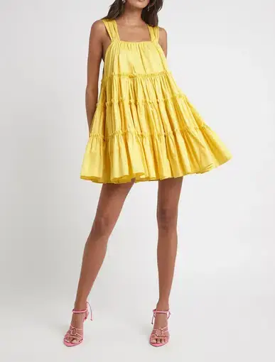 Aje Solstice Tiered Mini Dress in Daisy Yellow
Size 10