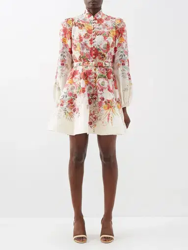 Zimmermann Wonderland Buttoned Mini Dress Floral Size 2 / Au 12