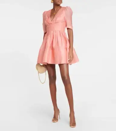 Zimmermann Wonderland Sleeved Mini Dress in Guava Pink Size 1 / Au 8-10