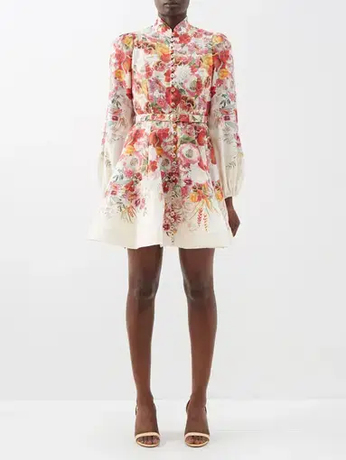 Zimmermann Wonderland Buttoned Mini Dress Floral Size 1 / Au 10